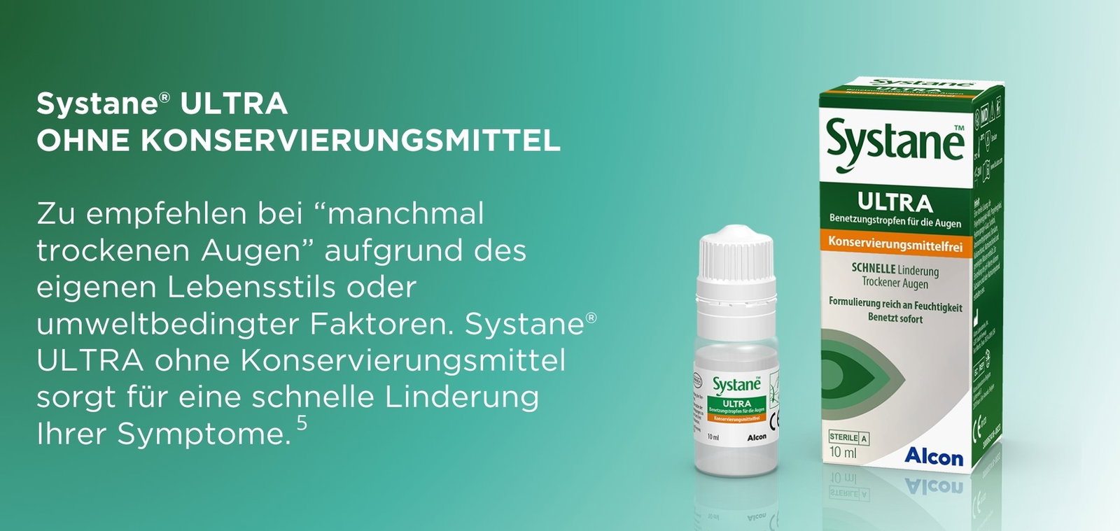 Zu sehen die Packung Systane Ultra Benetzungstropfen von Alcon.
